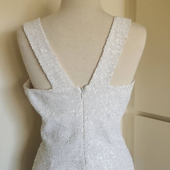 DRESS THE POPULATION White Sequin Sleeveless Gown, EUC,  XL - Picture 8 of 12